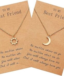 Best Friend Necklace for 2, Sun and Moon Matching Friendship Necklace Jewelry Gifts for BFF Sisters