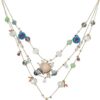 Betsey Johnson Womens Butterfly Charms Layered Necklace