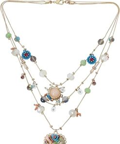 Betsey Johnson Womens Butterfly Charms Layered Necklace