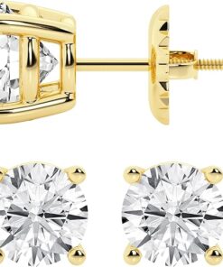 Beyond Brilliance 0.50 to 7 Carat Lab Grown Diamond Stud Earrings for Women, Colorless IGI Certified Diamonds, Screw Back Earrings in 14K 18K Yellow Gold,...