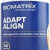 BioMatrix Adaptogen Supplement w/Ashwagandha, L-Theanine, Rhodiola, Ginseng | Cortisol Support, Stress Relief, Focus, Mood | 60 Capsules