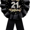 Black It's My 21st Birthday Tinplate Badge Pin, Happy 21st Birthday Boys and Girls Award Ribbon Party Decorations Sign