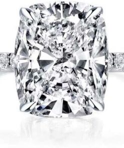 Bo.Dream Cushion Cut 3ct Cubic Zirconia CZ Platinum Plated Sterling Silver Engagement Rings