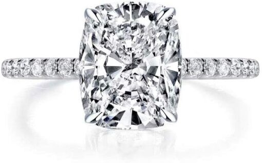 Bo.Dream Cushion Cut 3ct Cubic Zirconia CZ Platinum Plated Sterling Silver Engagement Rings