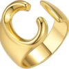 Bold Initial Letter Rings Adjustable, GoldChic Jewelry Women Gold Statement Ring Personalized Engraved Women’s Open Signet Ring for Party (Gold, White Gold, Black)