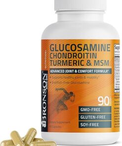 Bronson Glucosamine Chondroitin Turmeric & MSM Advanced Joint & Cartilage Formula, Supports Healthy Joints, Mobility & Cartilage - Non-GMO, 90 Capsules