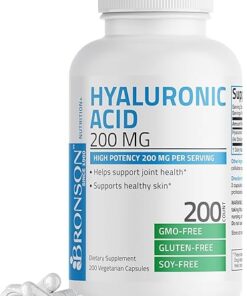 Bronson Hyaluronic Acid 200 MG High Potency Joint Health & Healthy Skin Support, Non-GMO, 200 Vegetarian Capsules