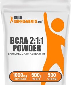 BulkSupplements.com BCAA 2:1:1 Powder - Branched Chain Amino Acids, BCAA Supplement, BCAAs Amino Acids Powder - Unflavored & Gluten Free, 1000mg per Serving, 500g (1.1 lbs)...