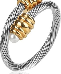 Cable Ring, a Cuff Pearl Ring Designed to Fit Finger Circumference Between 70mm-90mm