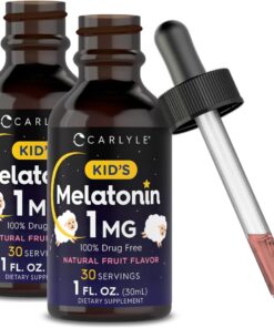 Carlyle Kids Melatonin Liquid | 1 fl oz | Two Pack | Fruit Flavor | Drug Free Childrens Supplement