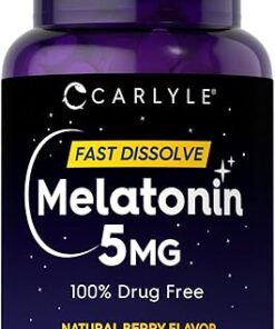 Carlyle Melatonin 5 mg Fast Dissolve 300 Tablets | Berry Flavor | Vegetarian, Non-GMO Supplement