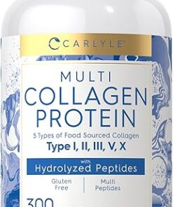 Carlyle Multi Collagen Protein Capsules 2000mg | 300 Count | Type I, II, III, V, X | Collagen Peptide Pills | Keto & Paleo Friendly, Gluten Free Supplement