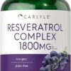 Carlyle Resveratrol Supplement 1800mg | 180 Capsules | Non-GMO & Gluten Free | Potent Complex