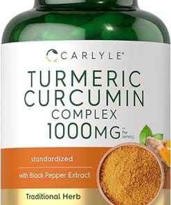 Carlyle Turmeric Curcumin with Black Pepper 1000mg | 180 Capsules | Turmeric Complex Supplement | Non-GMO, Gluten Free