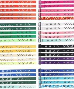 CASDAN 40Pcs W.W.J.D. Webbing Bracelets What Would Jesus Do Bracelets Christian Bracelets Handmade Colorful Adjustable Religious Woven Wristbands for Fundraisers