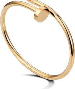 Classic 18K Gold Nail Bracelet, Open Cuff Bracelet for Women, Exclusive Fashion Gift for Stylish Women and Men