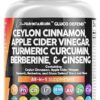 Clean Nutraceuticals Ceylon Cinnamon 3000mg Turmeric 3000mg Apple Cider Vinegar 3000mg Ginseng 2000mg Berberine 1200mg Plus Bitter Melon Gymnema Milk Thistle Fenugreek