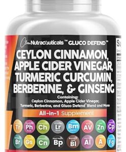 Clean Nutraceuticals Ceylon Cinnamon 3000mg Turmeric 3000mg Apple Cider Vinegar 3000mg Ginseng 2000mg Berberine 1200mg Plus Bitter Melon Gymnema Milk Thistle Fenugreek