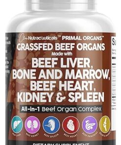 Clean Nutraceuticals Grass Fed Beef Liver Capsules 3000mg - Premium Quality Supplement Packed with Desiccated, Beef Heart, Beef Spleen, Beef Pancreas Plus Bone & Marrow Dao...