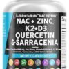 Clean Nutraceuticals NAC Supplement N-Acetyl Cysteine 1000mg Vitamin D3 K2 Zinc Quercetin 1000mg Sarracenia Purpurea 1000mg with Elderberry Holy Basil Bee Propolis Bromelain...