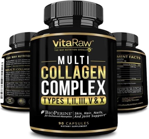 Collagen Pills 1800 mg - Multi Collagen Supplements (Types I, II, III, V & X) Grass Fed Non GMO Collagen Peptides Pills for Hair, Skin and Joints - Hydrolyzed Collagen Protein...