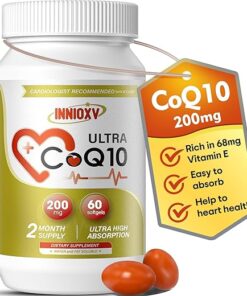 CoQ10 200mg Softgels for Heart Health, Powerful Antioxidant Supplement for Vascular Health, Energy Production, High Absorption CoQ10 Nutritional Supplements, 60 Softgels