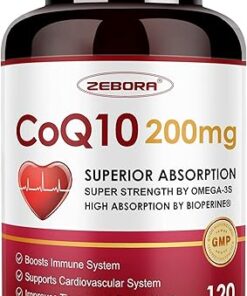 CoQ10-200mg-Softgels with PQQ, BioPerine & Omega-3, 120 Servings Coenzyme Q10(Ubiquinone) Supplement for High-Absorption, Powerful-Antioxidant, Support Heart & Energy-Production