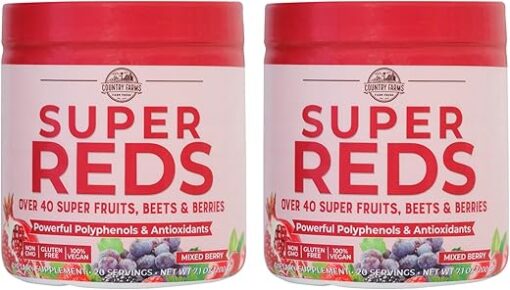 COUNTRY FARMS Super Reds, Energizing Polyphenol Superfood, Over 40 Super Fruits and Berries, Powerful Antioxidants and Polyphenols, Supports Energy, Supports Circulation, 40...