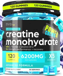 Creatine Monohydrate Gummies Complex 6200mg for Men & Women - 120 Gummies Advanced Formula W/L-Taurine + Vitamin B12 for Muscle Strength, Muscle Builder, Energy Boost,...