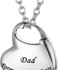 Cremation Urn Necklace for Ashes Urn Jewelry,Forever in My Heart Carved Stainless Steel Keepsake Waterproof Memorial Pendant for mom & dad with Filling Kit…