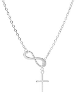 Cross Necklaces Silver Gold Layered Cross Pendant Necklace Stainless Steel Cross Pendant Chain for Men Boys Women 16-26 Inches