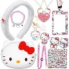 Cute Kitty Stuff Accessories,Kawaii Kitty Bag Hello Keychain Matching Necklaces Bracelets KT Cat Headband Badge Card Holder Button Pins Stickers 60PCS