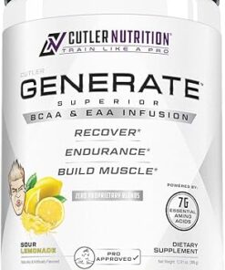 Cutler Nutrition Generate EAA and BCAA Powder: Best Branched Chain Amino Acids Supplement with Essential Amino Acids, 5g BCAAs, 2g EAAs for Lean Muscle Mass | Sour Lemonade, 30...