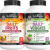 Daily Fruits and Veggies Supplement for Women and Men - 47 Whole Food Fruits and Vegetables - Diverse Natural Balance of Vitamins Minerals and Noni - 90 Fruit Capsules, 90...