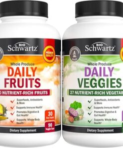 Daily Fruits and Veggies Supplement for Women and Men - 47 Whole Food Fruits and Vegetables - Diverse Natural Balance of Vitamins Minerals and Noni - 90 Fruit Capsules, 90...