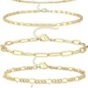 Dainty Gold Chain Bracelets Set for Women 14K Real Gold Plated Link Chain Bracelets for Women Trendy Gold Stackable Cuff Bracelets for Jewelry Gifts Women Adjustable 7"+2"