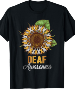 Deaf Awareness - Sunflower Gold and Silver Ribbon T-Shirt