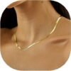 DEARMAY 14K Gold Necklaces for Women, Dainty Gold Herringbone Choker Necklace for Women Thin Layered Chunky Snake Chain Necklaces Jewelry for Teen Gifts