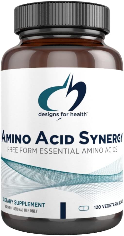 Designs for Health Amino Acid Synergy - Vegetarian Essential Amino Acids Supplement with BCAAs, Alpha-Ketoglutarate, Methionine + B6 (P-5-P) - Support for Athletes + Muscles...