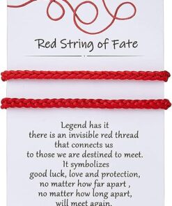 Desimtion Matching Bracelets for Couples Him Boyfriend, Red String of Fate Long Distance Relationship Gift Ideas for Girlfriend Her