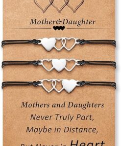 Desimtion Mother Daughter Bracelets Set for 2,3,4,5,6 Mothers Day Gifts for Mom from Daughter Mommy and Me Matching Heart Wish Bracelets