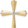 Diamond2Deal 14k White and Yellow Gold Diamond Cut Cross Pendant Fine Jewelry for Women Two-tone