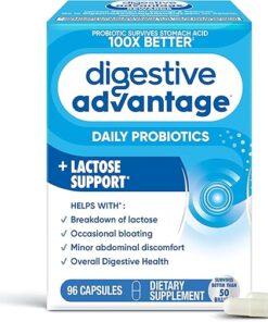 Digestive Advantage Probiotics + Lactase Digestive Enzymes For Digestive Health, Daily Probiotics For Women Men Occasional Bloating, Lactose Breakdown, Minor Abdominal...