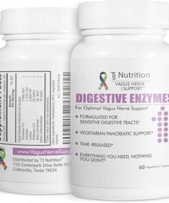 Digestive Enzymes for Sensitive Stomachs - Supports Vagus Nerve, Vegetarian Pancreatic Support, Timed Release Formula for Optimal Gut Health, Enhances Food Digestion & Gut Flora