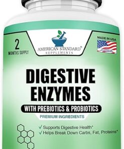 Digestive Enzymes Plus Probiotics & Prebiotics, 120 Veggie Capsules, For Digestion With Amylase, Bromelain, Papain, Lipase, Lactase, Protease, Papain, Cellulase, Vegan & Gluten...