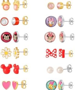 Disney Girls Mickey, Minnie Mouse & Friends Stud Earrings Pack 16 Pairs - Officially Licensed Disney Earrings for Girls