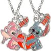 Disney Lilo & Stitch Girls BFF Necklace Set of 2 Official License, Best Friends Necklaces with BFF Charm and Stitch Pendant