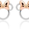 Disney Minnie Mouse Jewelry, Minnie Silhouette Stud Earrings, Two Tone, Sterling Silver