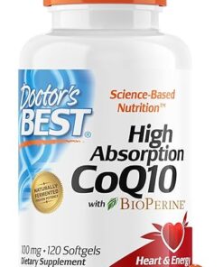 Doctor's Best High Absorption CoQ10 with BioPerine, Gluten Free, Naturally Fermented, Heart Health, Energy Production, 100 mg, 120 Count