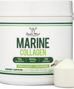 Double Wood Supplements Marine Collagen Powder (1 LB / 16 OZ of Quick Dissolve Marine Collagen Peptides) Wildcaught, Unflavored, Micronized - Scoop Included, No Fillers (38...